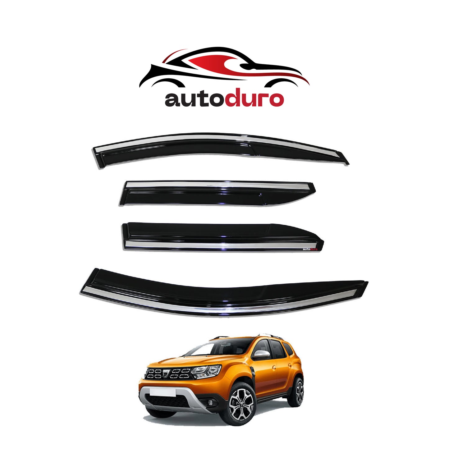 Autoduro Dacia Duster 2018 - 2024 Window Wind Deflectors 4pcs Chrome - 45210218-020019-20010101_1
