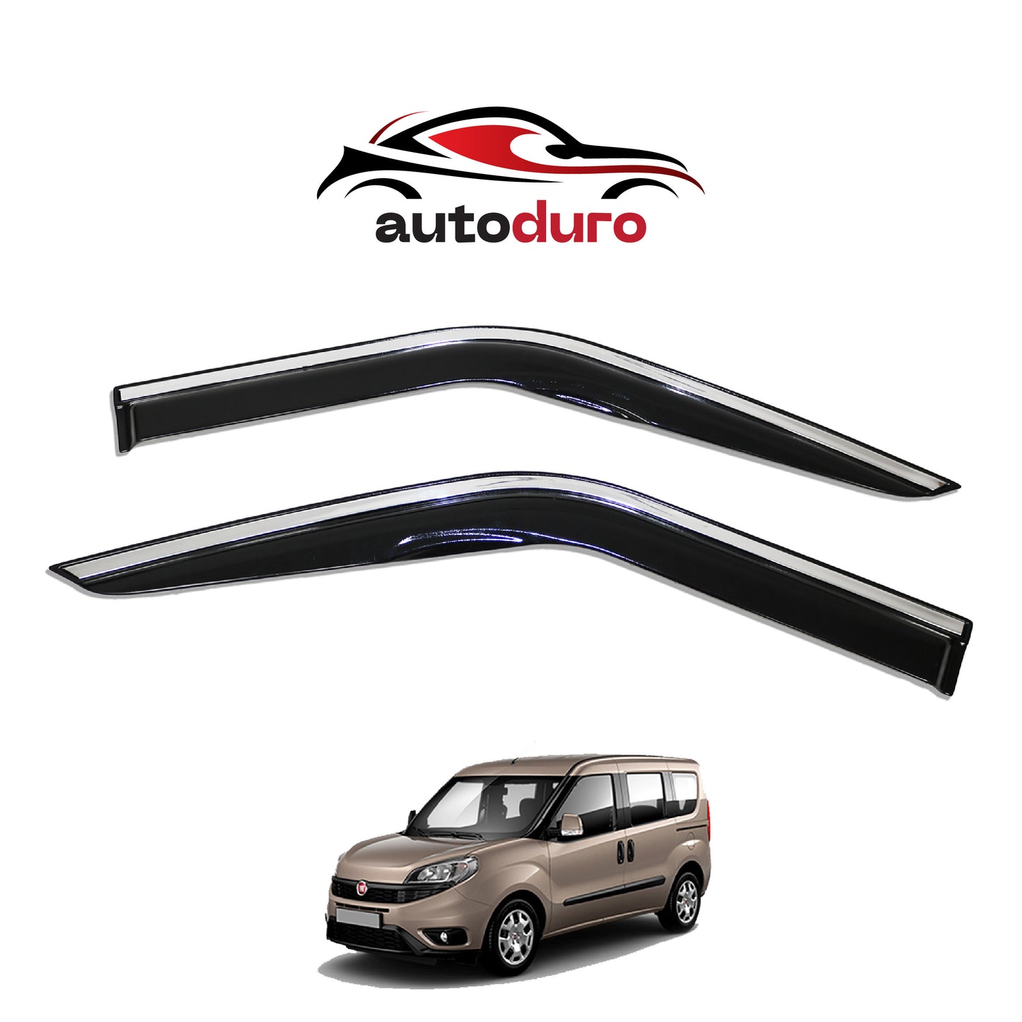 Autoduro Fiat Doblo 2015 - 2022 Window Wind Deflectors 4pcs Chrome - 45290315-020019-20010101_2