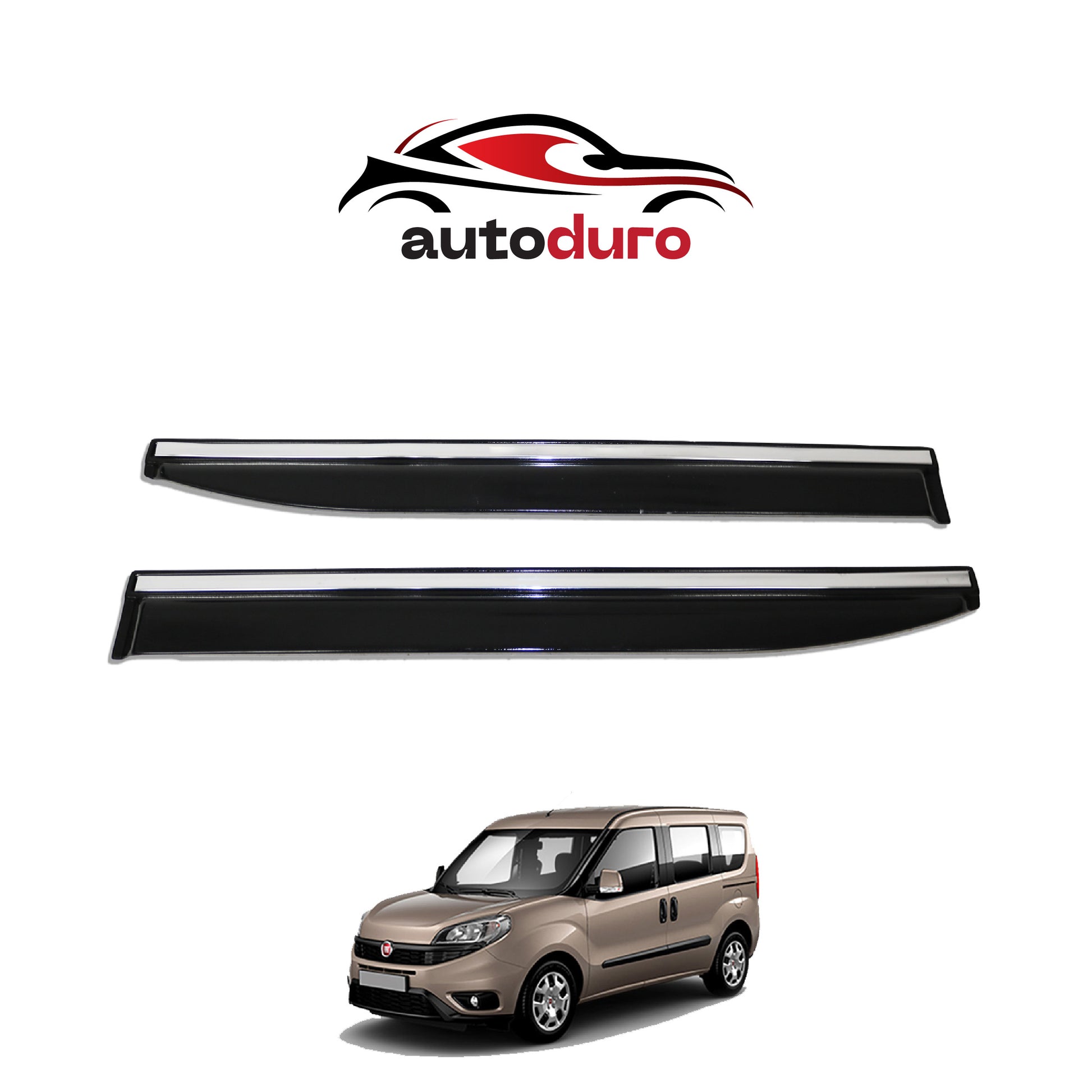 Autoduro Fiat Doblo 2015 - 2022 Window Wind Deflectors 4pcs Chrome - 45290315-020019-20010101_3