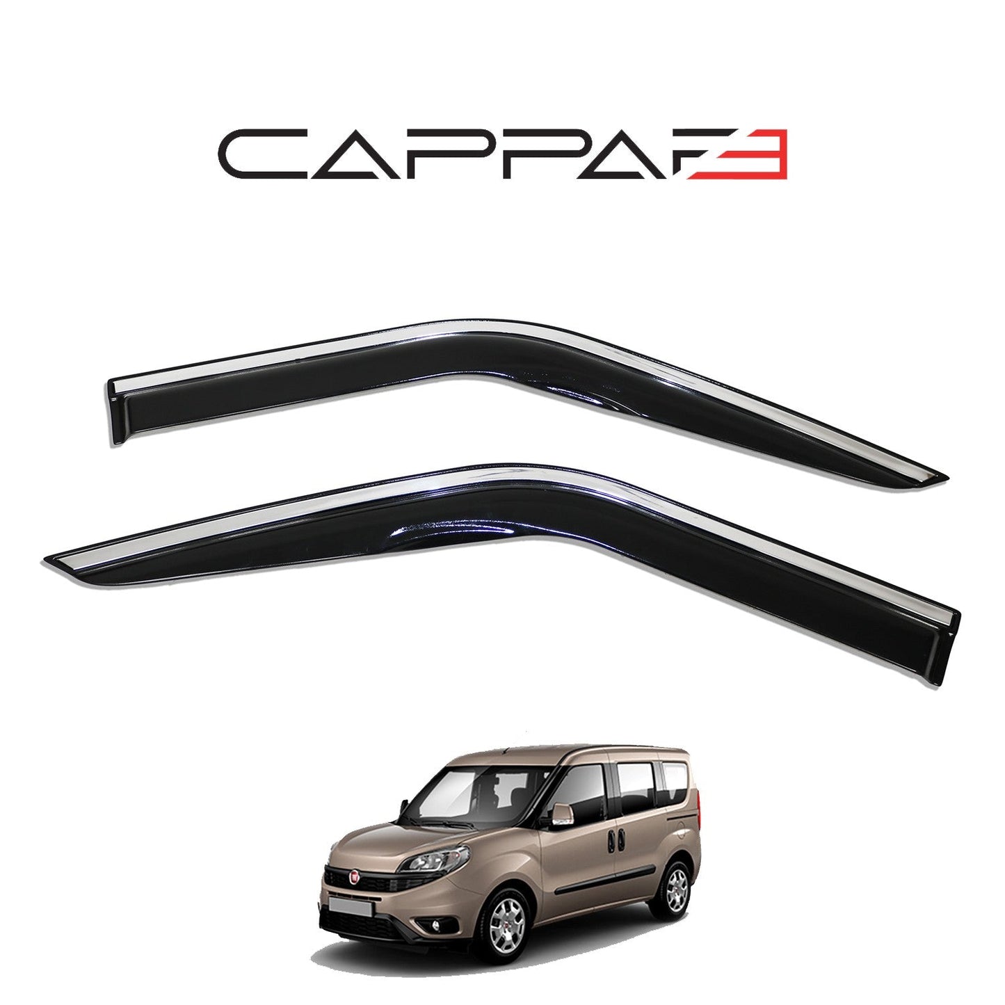 Fiat Doblo 2015 - 2022 Window Wind Deflectors 4pcs Chrome